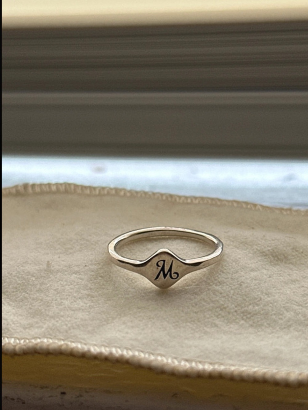 James Avery  'M' Initial Signet Ring size 8